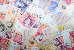 GBP money bill close up finance background, Business concept