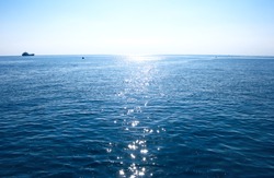 Blue Mediterranean sea in morning.