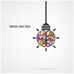 Creative brain Idea and light bulb concept, design for poster flyer cover brochure, business idea, education concept.vector illustration