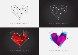 Set of Geometric Shapes Unusual and Abstract. Vector Logo. Polygonal Colorful Logotypes.