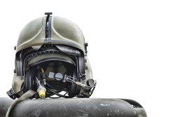 Helicopter pilot helmet isolated on white 