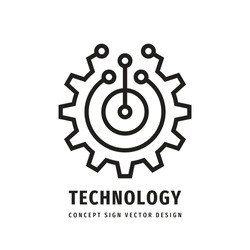 Technology gear concept business logo template design. Cogwheel mechanic sign. Computer network SEO icon. Search engine optimization. Line style. Graphic design element. Vector illustration