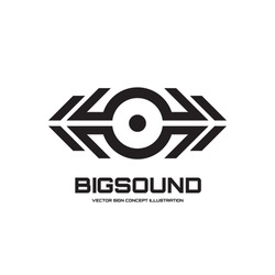 Big sound - vector logo template concept illustration for dj, dance party, musical performance and other projects. Design element. 