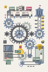 finances vector background with cog wheels