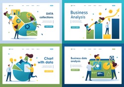 Set Flat 2D concepts Business data analysis, Analytics, Chart with data, DATA collections. For Landing page concepts and web design