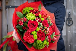 Bouquet for gift, wedding flowers, roses blossom for valentine day