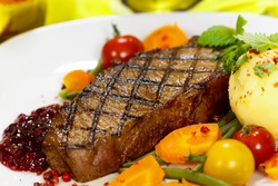 Gourmet Steak with Green Beans,Cherry Tomato,Cranberry
