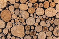 Pile of cut timber background