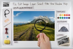 Concept photo of photo editing software workspace