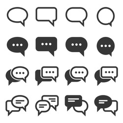 Chat and Speech Bubble Iicons Set on White Background. Vector