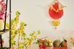 Apartment decorated for Lunar New Year celebration