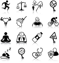 Healthy lifestyle related icons/ silhouettes