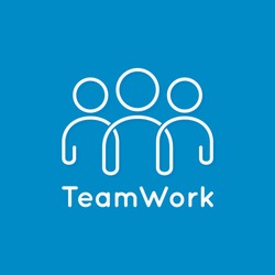 teamwork icon line business concept on blue background