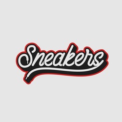 Sneakers lettering logo. Sport shoes laces on white background