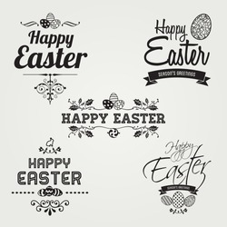 Happy Easter labels set, instant color change, vector design 