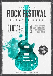Rock music, poster background template. Texture effects can be turned off.