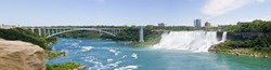 Niagara Falls and Rainbow Bridge Panorama