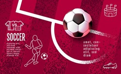Soccer Template design , Football banner, Sport layout design, red Theme, vector