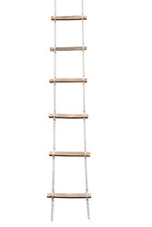 Rope wooden ladder isolated with clipping path on white background