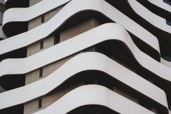 full frame shot of architectural curved shapes of a building in Casablanca - Morocco
