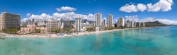Waikiki beach in Honolulu Hawaii panorama