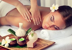 Body care. Spa body massage woman hands treatment. Woman having massage in the spa salon
