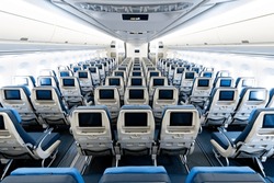 Airplane leather economy class seats 