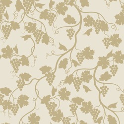 Floral seamless pattern with grape branch. Wineyard retro wallpaper. Garden background