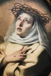 Saint Catherine of Siena, painting by Giambattisto Tiepolo created in 1746. Saint Catherine is a famous catholic saint.