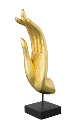 brass, bronze, gold sculpture Buddha hand decoration in isolated clipping paths included