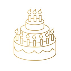 godlen birthday cake icon- vector illustration