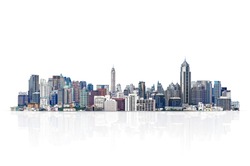 cityscape, modern building on a white background.