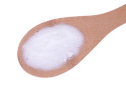 MSM pure powder in wooden spoon. 