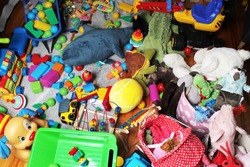 giant mess in child's room