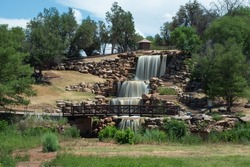 The Falls in Wichita Falls in Texas, USA. The city's original falls washed away in a flood. The present 54-foot man-made waterfall is a multi-level cascade on the south bank of the Wichita River
