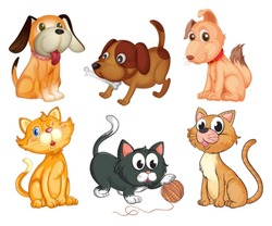 Illustration of the lovable pets on a white background