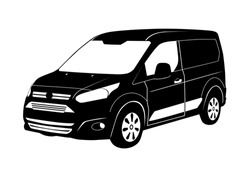 Modern cargo van silhouette. Small commercial van on a white background. Flat vector.