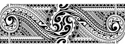Tribal art tattoo sleeve in polynesian aboriginal style