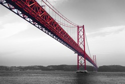 Red Bridge on a monochromatic background