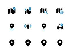 Map icons on white background. GPS and Navigation. Vector illustration.