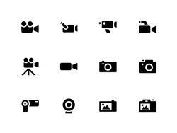Camera icons on white background. Vector illustration.