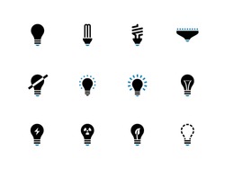 Light bulb and CFL lamp duotone icons on white background. Vector illustration.