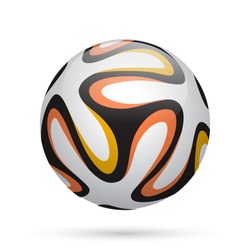 Soccer / Football ball with orange lines. Vector illustration.