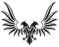 Silhouette of double headed eagle isolated on white