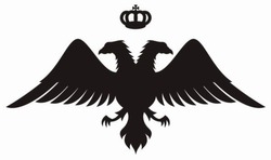 Double headed eagle silhouette with crown