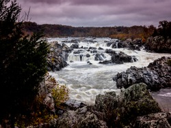 Dramatic Winter View of the Great Falls of the Potomac River