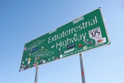 Extraterrestrial Highway road sign in Nevada, USA