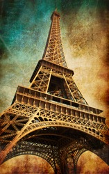 Vintage postcard with Eiffel tower, Paris, France