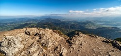 Beautiful view onmountain landscape from top of the hill Velky Choc in Slovakia
