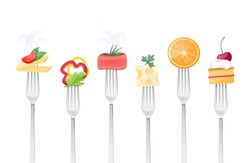 Healthy eating concept with food and forks